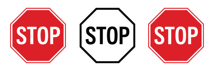 Stop Road Sign icon vector for Traffic Control, Warning, Safety and Transportation symbol illustration. © Mobarok Hossen Munna