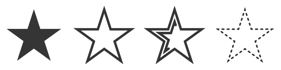 Obraz premium Star Rating Icons Set: Solid, Outline, Double, Dashed