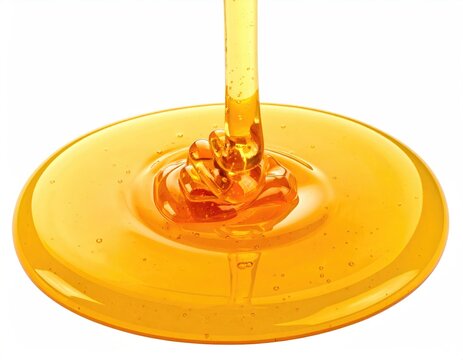 A stream of golden liquid pours into a pooling circle of the same viscous substance
