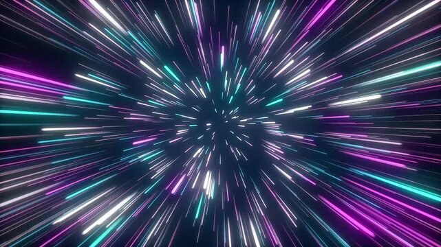 Neon glowing pastel candy light color rays in motion, 4k resolution space animation