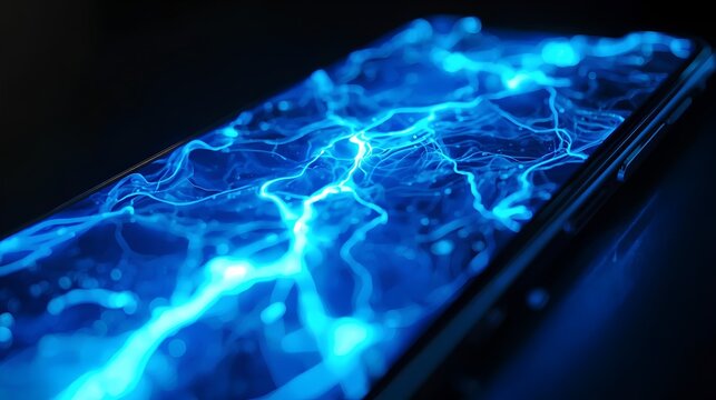 画面がブルーに波打つスマホ