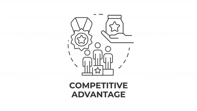 Competitive advantage line concept icon animation. Market value proposition. Professional growth. Career development. Animated outline round motion graphic. Minimal HD video with alpha channel