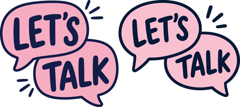 Lets Talk Speech Bubble Hand Drawn Sticker Vector Set
