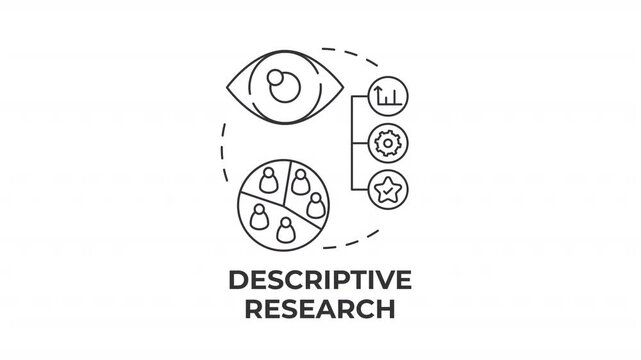 Descriptive research line concept icon animation. Strategic consumer market analysis. Audience profiling. Modern analytics. Animated outline round motion graphic. Minimal HD video with alpha channel