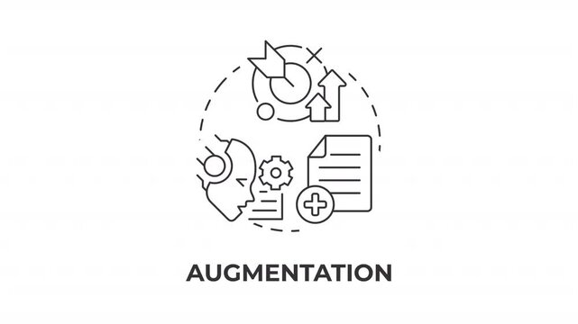 Augmentation line concept icon animation. Intelligent process automation. Operational efficiency increase. Animated outline round motion graphic. Minimal HD video with alpha channel