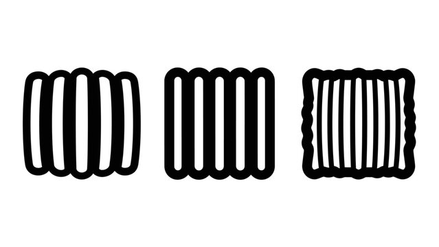 Three vertical striped pattern icons and graphic elements with vertical abstract minimalist background illustration creative contrast identity geometry composition patterned monochrome