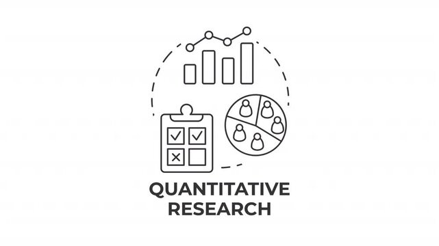 Quantitative research line concept icon animation. Market analytics frameworks. Performance tracking models. Animated outline round motion graphic. Minimal HD video with alpha channel