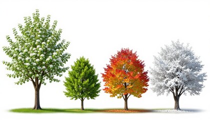 Fototapeta premium Seasonal transformation of trees in nature artistic illustration vibrant colors four seasons digital artwork