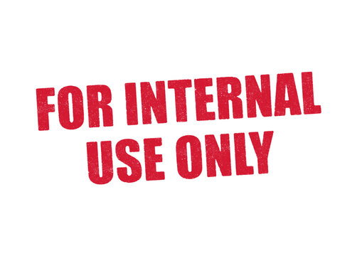 Vector illustration of the sentence For internal use only in red ink stamp