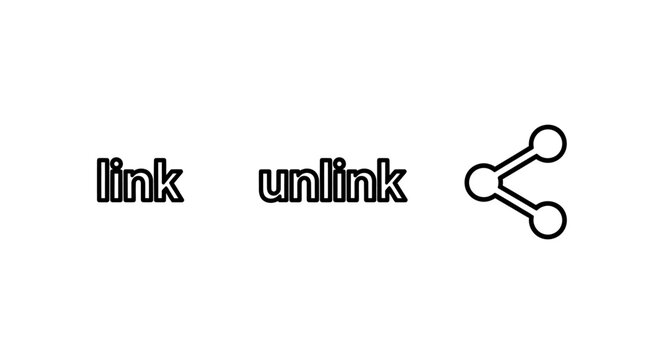 Link and unlink connection symbols icon set with connection internet hyperlink disconnected webdesign interface isolated minimalist communication technology application software experience