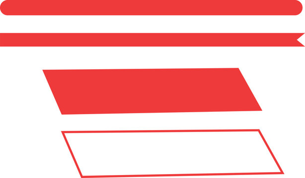 Collection of red geometric shapes including lines, banners, and parallelograms for versatile design layouts and elements