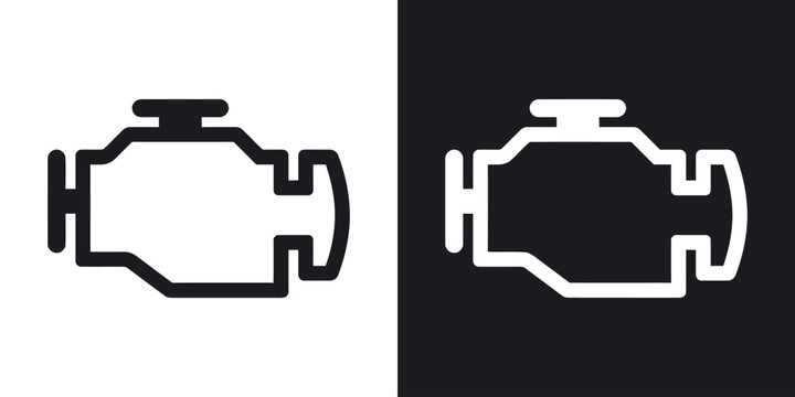 Check Engine Light Icon on Black and White Backgrounds