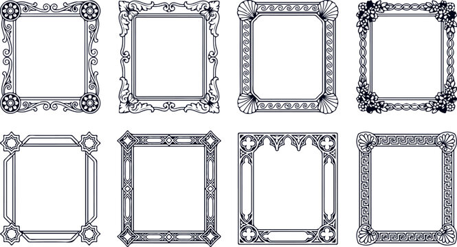Ornate vintage picture frame collection decorative borders for photos and artwork elegant designs.