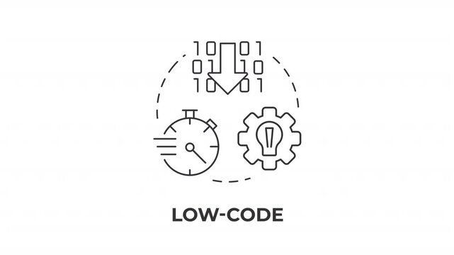 Low code line concept icon animation. Application development systems. Agile software solutions. Programming efficiency. Animated outline round motion graphic. Minimal HD video with alpha channel