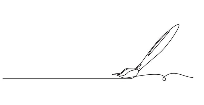 Self animated continuous one line drawing of paint brush. Full length single line art 4k animation, Animated self drawing of Paint brushes continuous one line drawing. white background vector. minimal