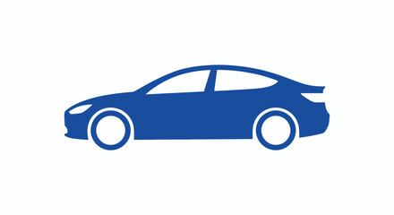 Naklejka premium Blue silhouette of a modern sedan car, a common vehicle for personal transportation and commuting