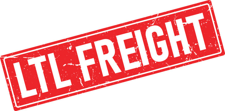 Distressed red rectangle LTL FREIGHT ink stamp design for transportation and logistics industry use