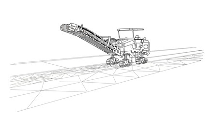 Road Milling Machine on White Background, Construction Industry Machinery © Zeyi