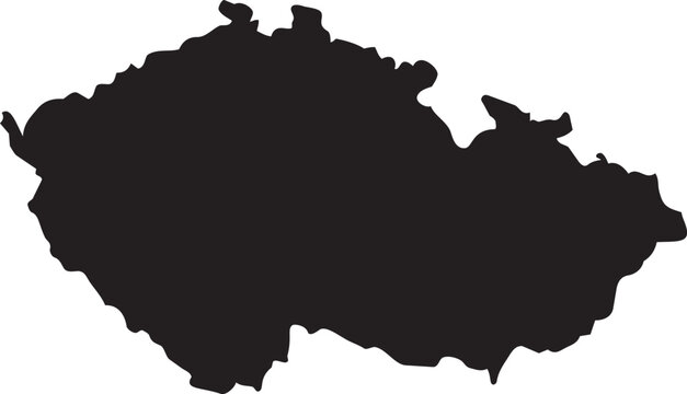 Black silhouette map of the Czech Republic a simple vector outline for travel and geography concepts isolated on a white background
