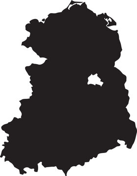 Black silhouette map of Brandenburg Germany isolated on white background representing a geographical region for travel and information