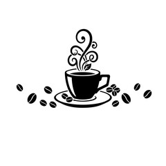 Fototapeta premium AI Generated Hot Coffee Cup with Steam Illustration
