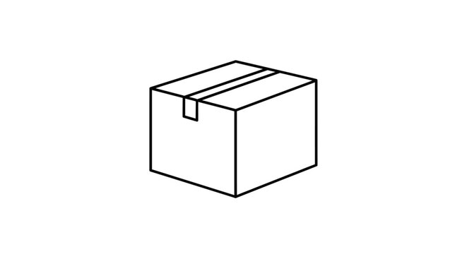 Simple line art of a closed cardboard box.