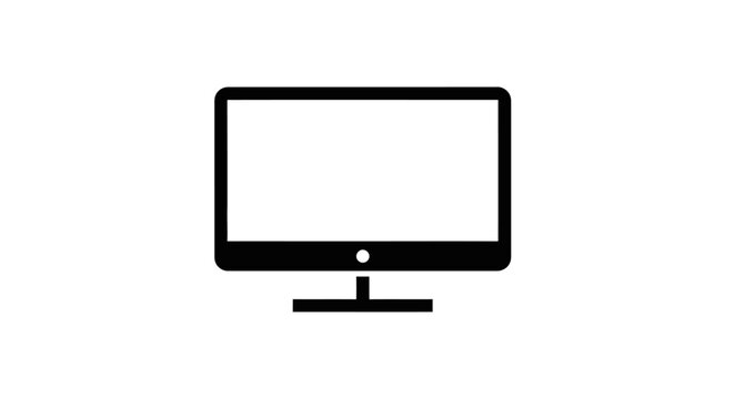 Black computer monitor icon on white background