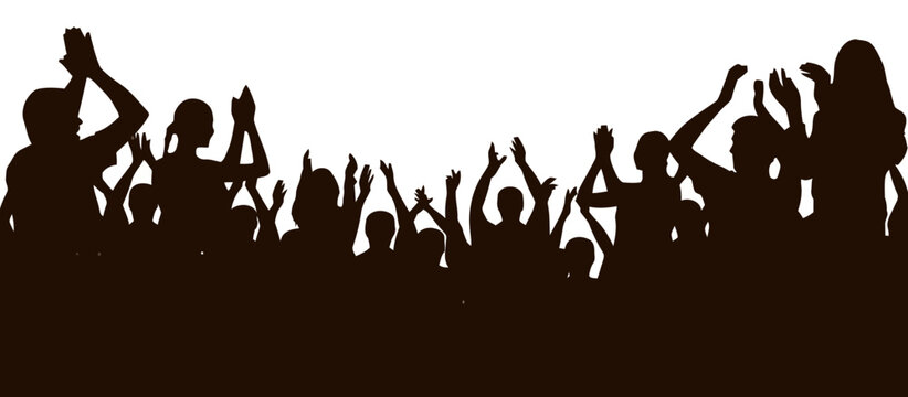 Crowd cheering silhouette clapping hands at event for celebration