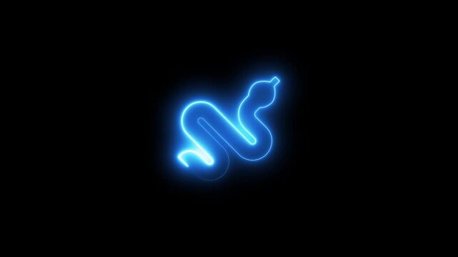 Glowing neon snake animation on black background animal