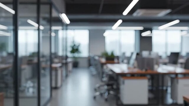 Blurred office interior with modern furniture.