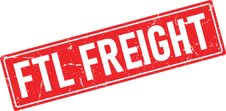 Red distressed rubber stamp with the words FTL Freight in white text isolated on a white background