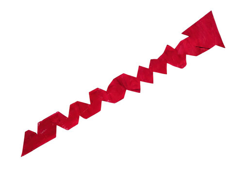 Dynamic zigzag arrow pointing upward in bold red