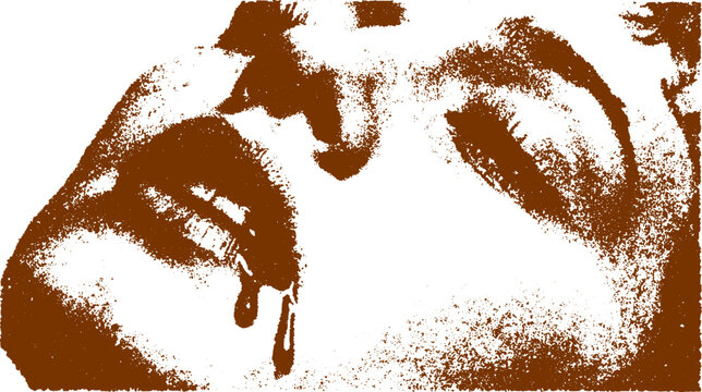 Portrait of a woman with detailed features. Unique brown vector illustration showcasing artistic expression and texture in modern style.