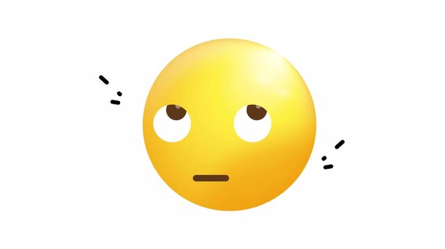 Yellow emoji portraying eye rolling, annoyance, frustration, disdain, boredom suitable for social media, communication, memes, expressing emotions in design.