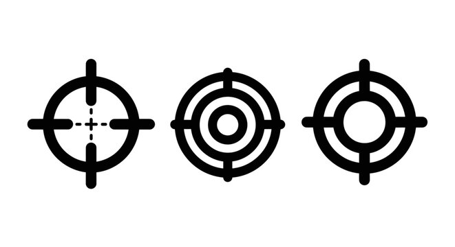 Collection of crosshair and target aim icons for precision and accuracy with crosshair precision accuracy military graphics interface elements shooting targeting application abstract