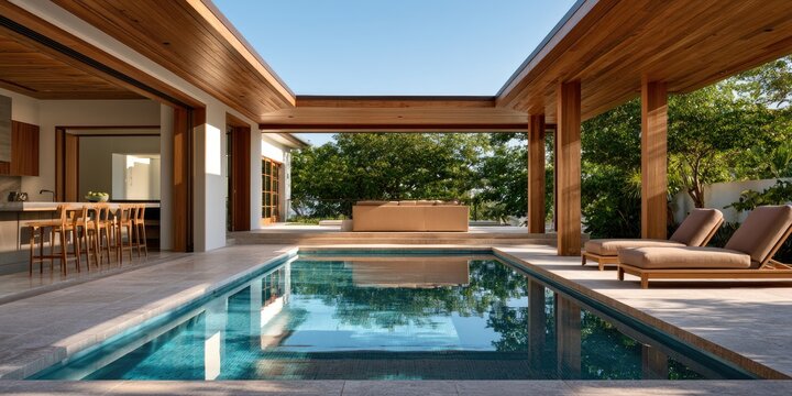 Luxury Tropical Villa with Infinity Pool and Open-Air Living Area.