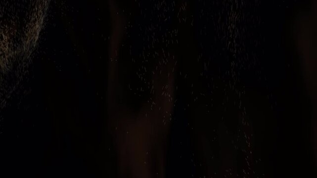 Golden Sand Particle Waves on Black Background with Flowing Desert Dust Motion, Cinematic Overlay Effect and Abstract VFX Animation Loop