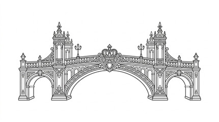 Ornate bridge structure with decorative architectural elements. © Ibrahim