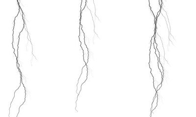 Fototapeta premium Black lightning bolts, electric cracks, and thunder strike icons for web design and infographics, minimalist vector graphics