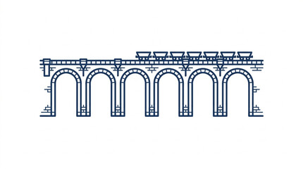 Old stone railway viaduct with arches and train. © Ibrahim