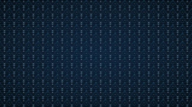 Geometric blue grid pattern with glowing white light points creates a mesmerizing digital motion video effect for modern technology backgrounds