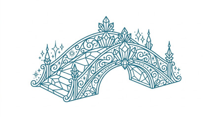 Obraz premium Ornate Bridge Illustration with Decorative Elements and Sparkles.