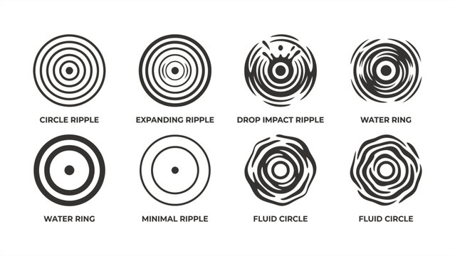Water Ripple and Ring Vector Icon Set