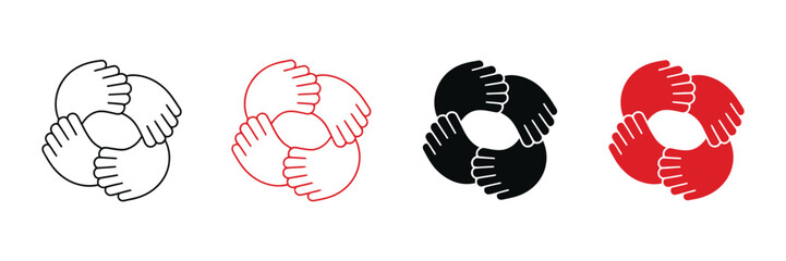 Obraz premium Teamwork icon vector for Collaboration, Unity and Community Partnership symbol illustration.