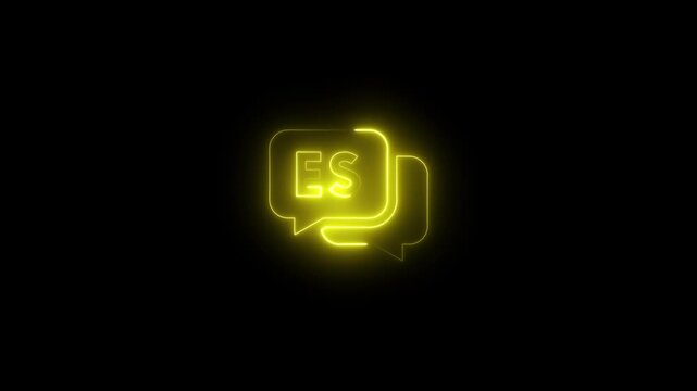 Neon spanish language speech bubble glowing animation