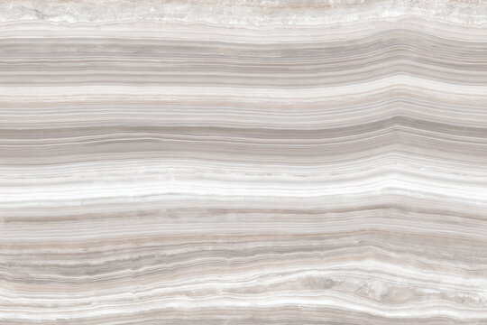 Neutral beige and white marble slab with horizontal banding, seamless edge to edge premium stone texture, elegant natural onyx look for interior surface design