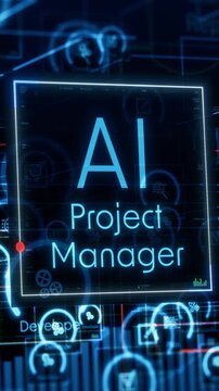 AI agent for Agile project management, AI automation workflow, project life cycle, conceptual animation (3d render) Vertical video