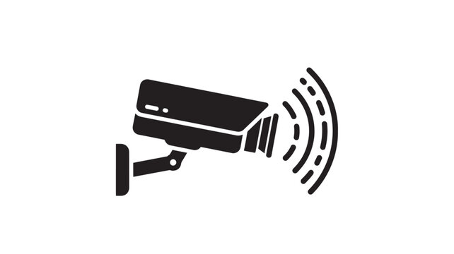 CCTV Camera Wireless Signal Transmission Icon Isolated on White Background for Security Surveillance Concept