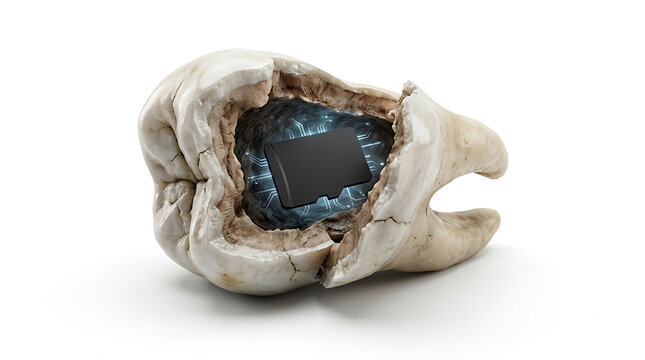 Broken Tooth with Microchip Inside - Isolated