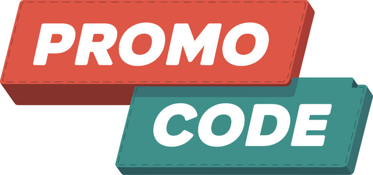 Promo code banner, discount offer graphic for retail marketing campaigns online shopping and promotional advertising.